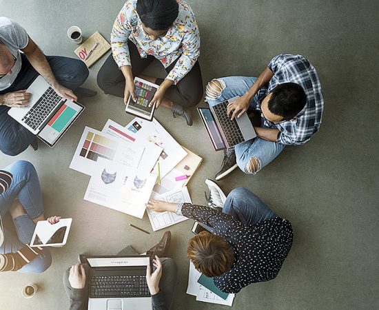 Diverse people brainstorming new ideas