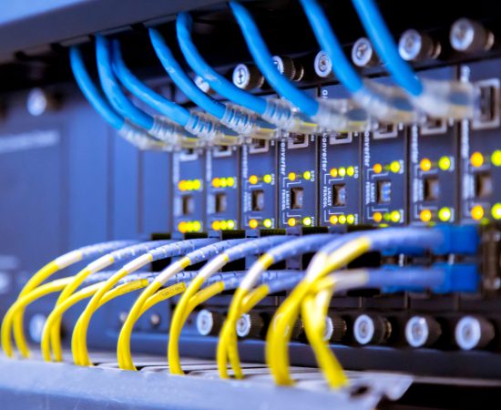 Network switch and ethernet cables,Data Center Concept.